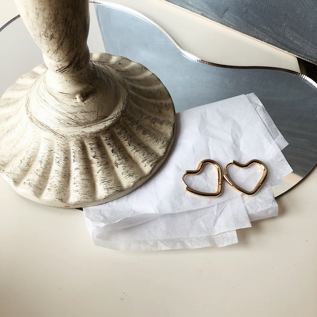 18K Gold Chunky Heart Earrings