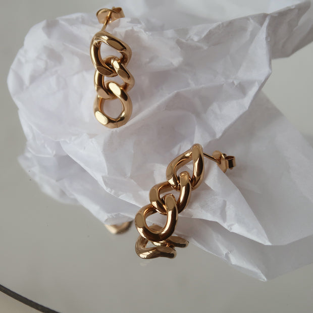 18K Gold Chunky Chain Earrings