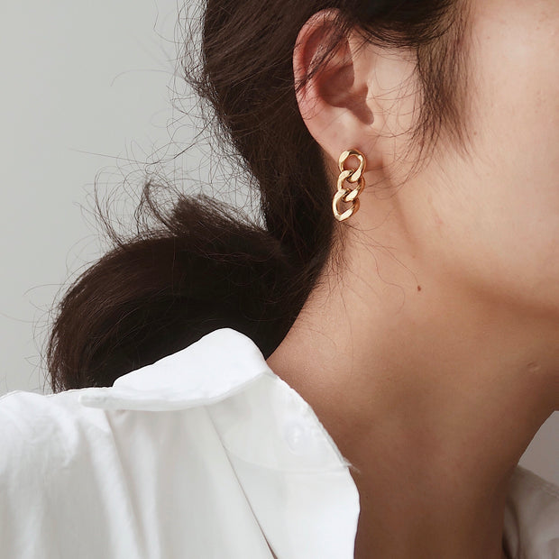 18K Gold Chunky Chain Earrings