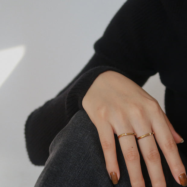 18K Gold Thin Square Band Ring