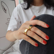 18K Gold Chunky Black Signet Ring