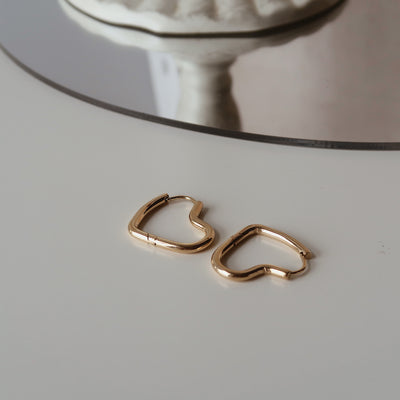 18K Gold Chunky Heart Earrings