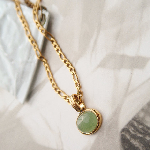 18K Gold Green Oval Necklace