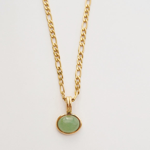 18K Gold Green Oval Necklace