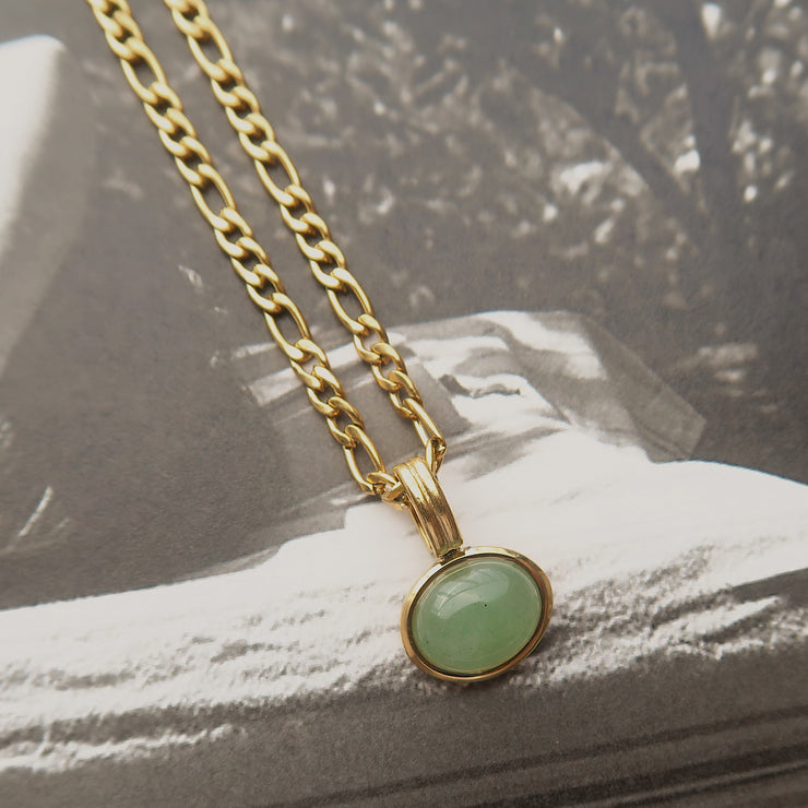 18K Gold Green Oval necklace