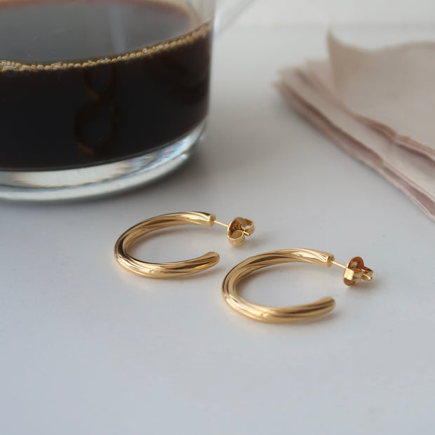 18K Gold Twisted Open Hoops