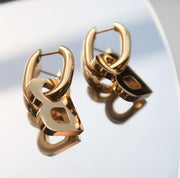 18K Gold B Letter Dangle Earrings