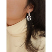 18K Gold B Letter Dangle Earrings