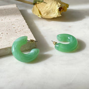 Chunky Jade Hoop Earrings