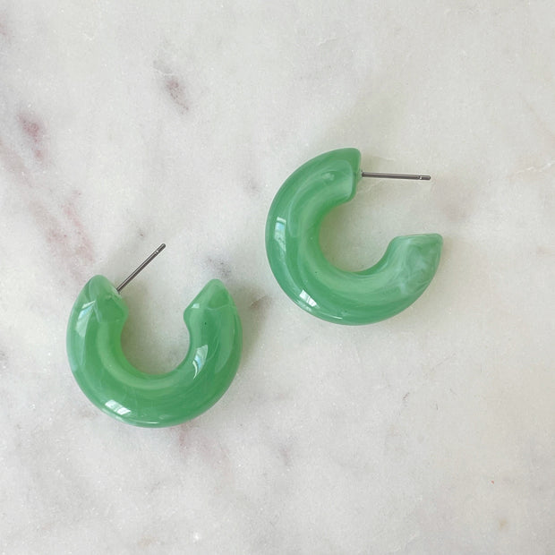 Chunky Jade Hoop Earrings