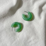 Chunky Jade Hoop Earrings