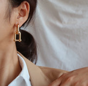 18K Gold Filled Chain Link earring, Two way earring, Chunky Chain earring, Gold Chain earring, Gold Hardware earring, Hypoallergenic earring