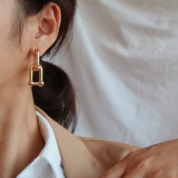 18K Gold Chain Link Earrings