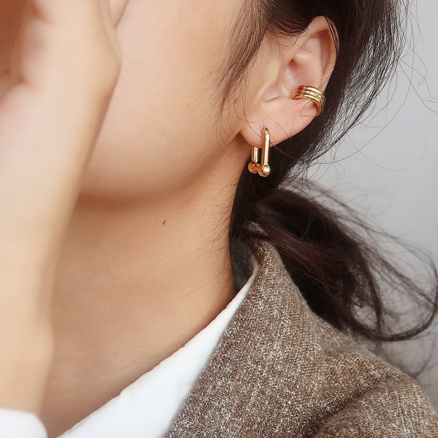 18K Gold Chain Link Earrings