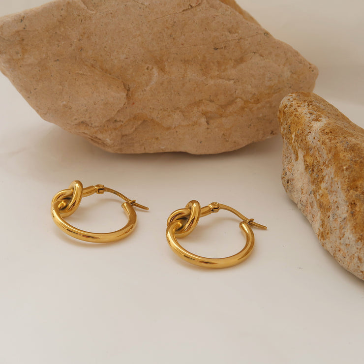 18K Gold Knotted Hoop Earrings