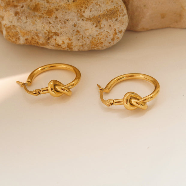 18K Gold Knotted Hoop Earrings