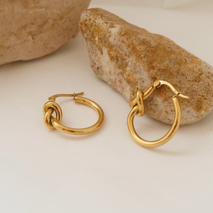 18K Gold Knotted Hoop Earrings