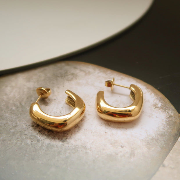 18K Gold Square Open Hoop Earrings