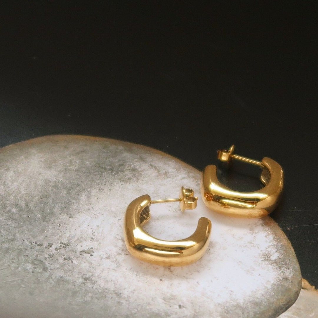 18K Gold Square Open Hoop Earrings – Furano Studio
