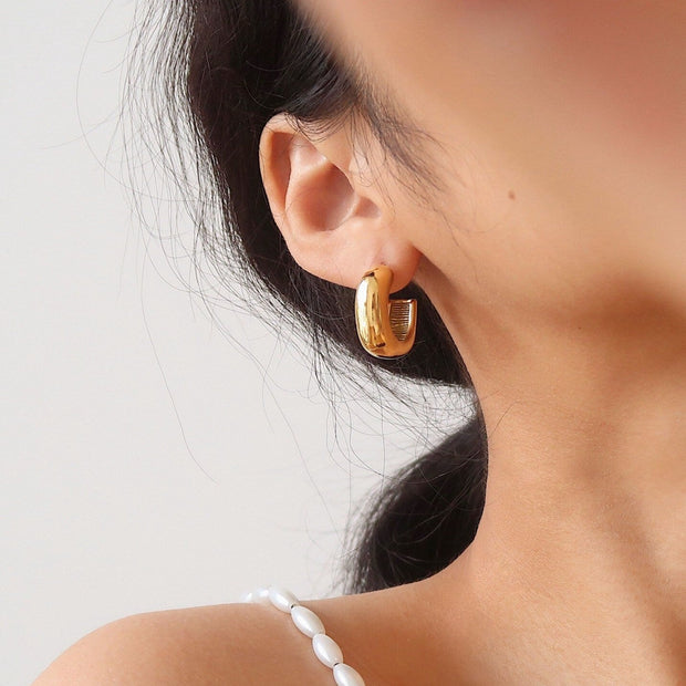 18K Gold Square Open Hoop Earrings