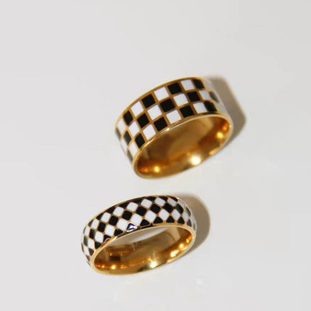 18K Gold Checkerboard Signet Ring