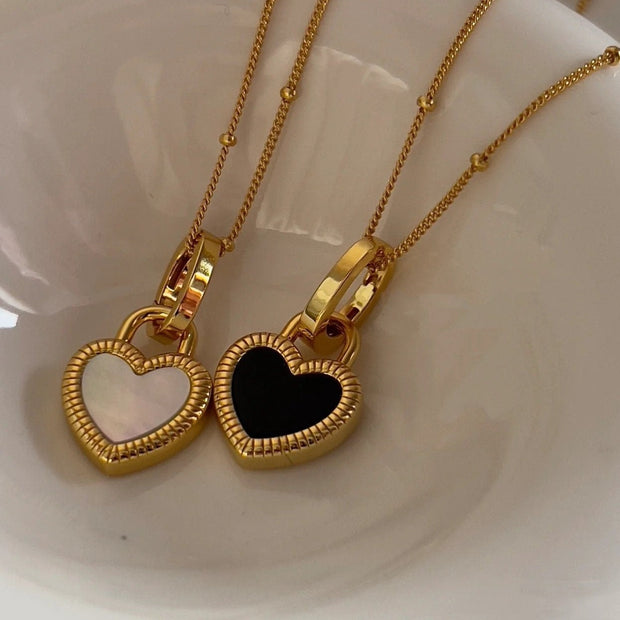 18K Gold Double-sided Heart Pendant Necklace