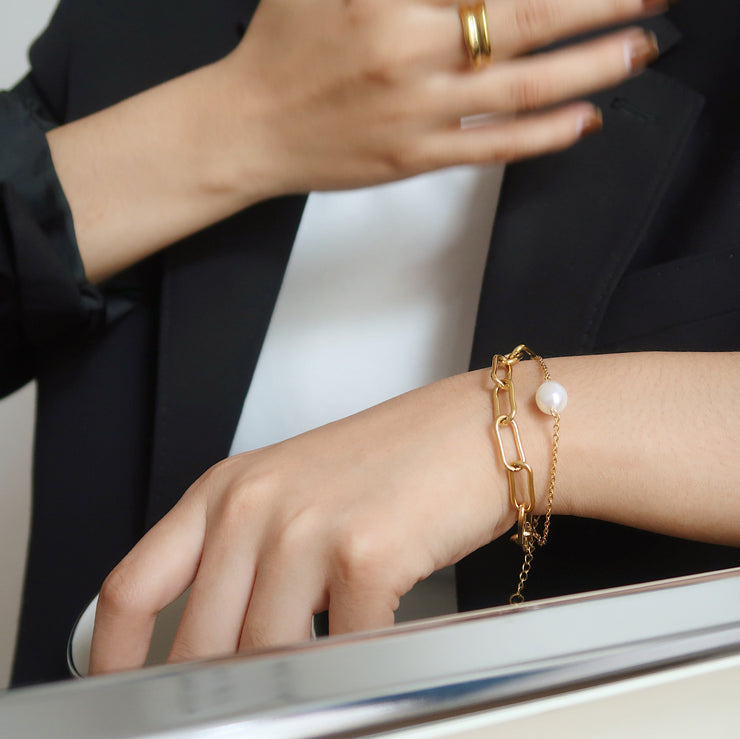 18K Gold Double Layer Pearl Bracelet