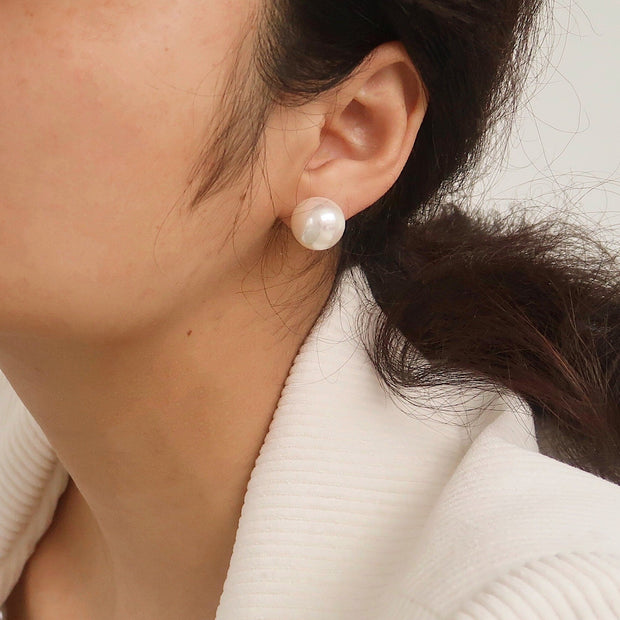 Large Faux White Pearl Earrings