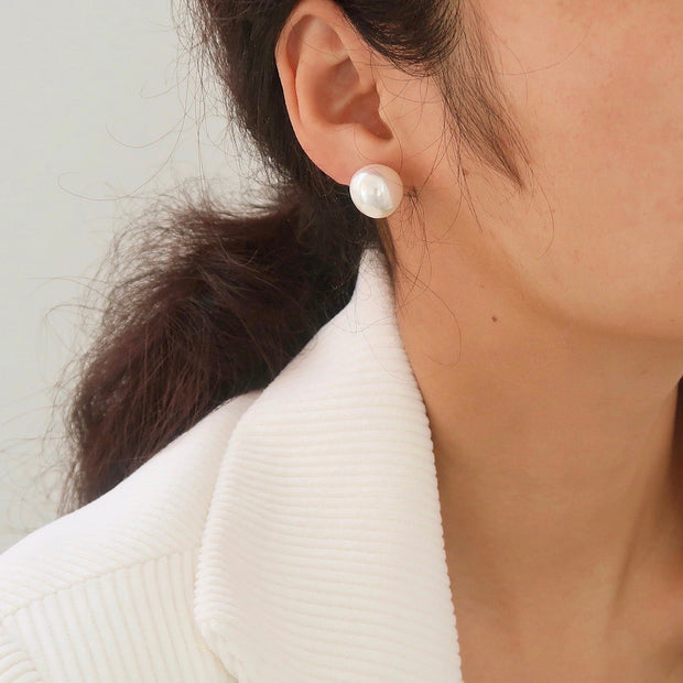 Large Faux White Pearl Earrings