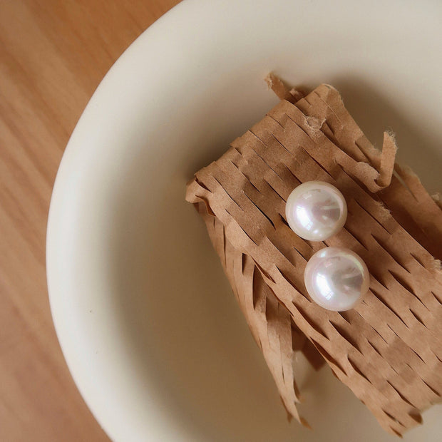 Large Faux White Pearl Earrings