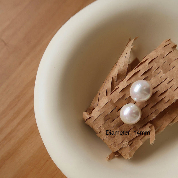 Large Faux White Pearl Earrings