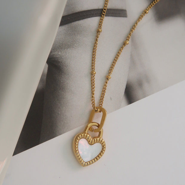 18K Gold Double-sided Heart Pendant Necklace