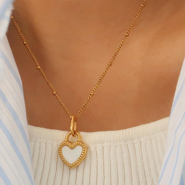 18K Gold Double-sided Heart Pendant Necklace