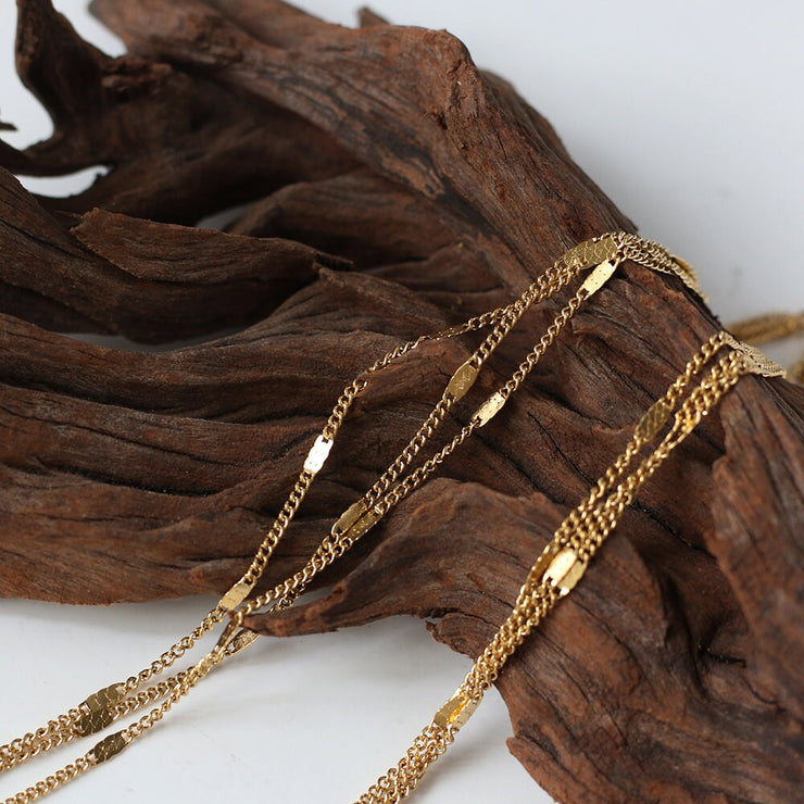 18k Gold Three Layer Chain Necklace; Gold Thin Snake Necklace; Gift for her; Water resistant; tarnish free