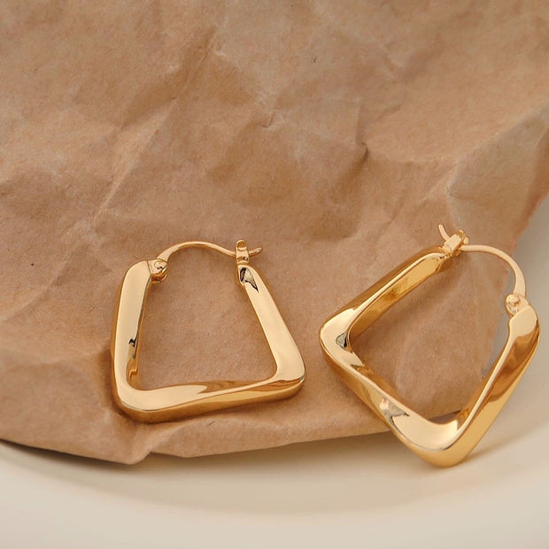 18K Gold Irregular Hoop Earrings