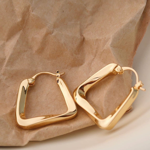 18K Gold Irregular Hoop Earrings