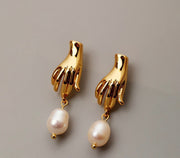 18K Gold Baroque Pearl Earrings