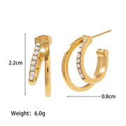 18K Gold Double Hoop Earring with Pearl/CZ