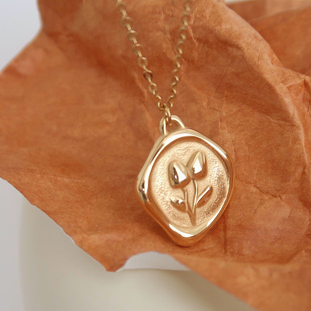 18k Gold Tulip Pendant Necklace