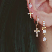 18k Gold Water Drop Huggie Hoops; Gold CZ Stone Tiny Hoops; Gold Vermeil; Hypoallergenic; water-resistant; Cartilage;Conch; Daith