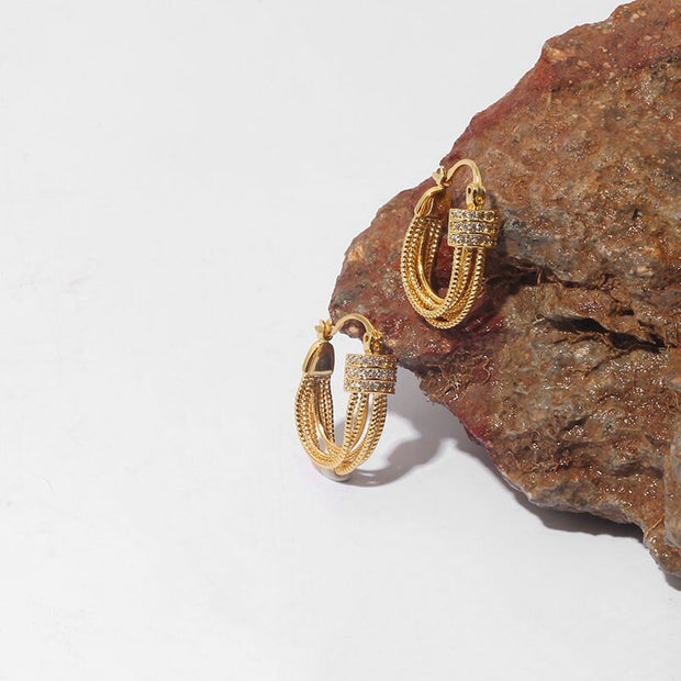 18k Gold CZ Hoop Earrings