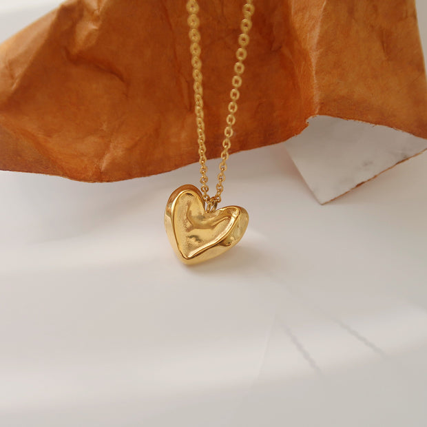 18k Gold Lava Heart Necklace