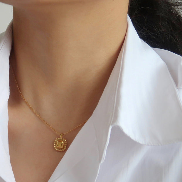 18K Gold Small Square Necklace