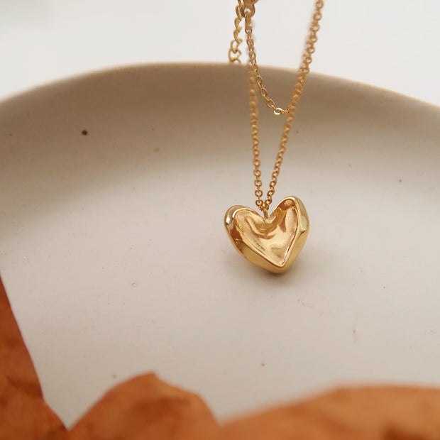 18k Gold Lava Heart Necklace