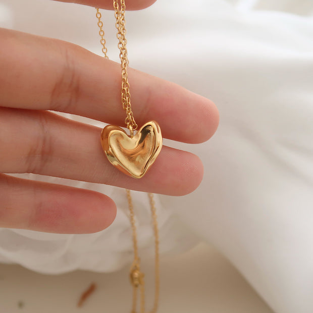 18k Gold Lava Heart Necklace