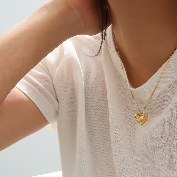 18k Gold Lava Heart Necklace