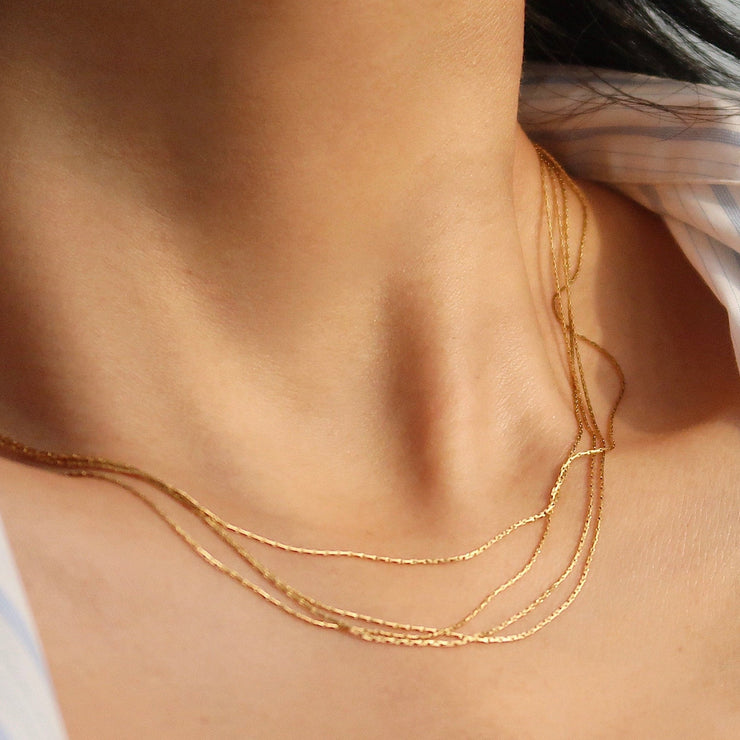 18K Gold Multi-Strand Layering Necklace