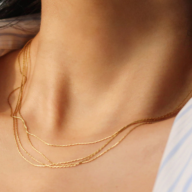 18K Gold Multi-Strand Layering Necklace