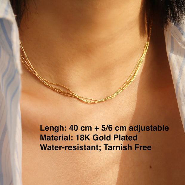 18K Gold Multi-Strand Layering Necklace