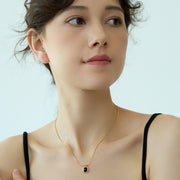 18K Gold Black Onyx Pendant Necklace